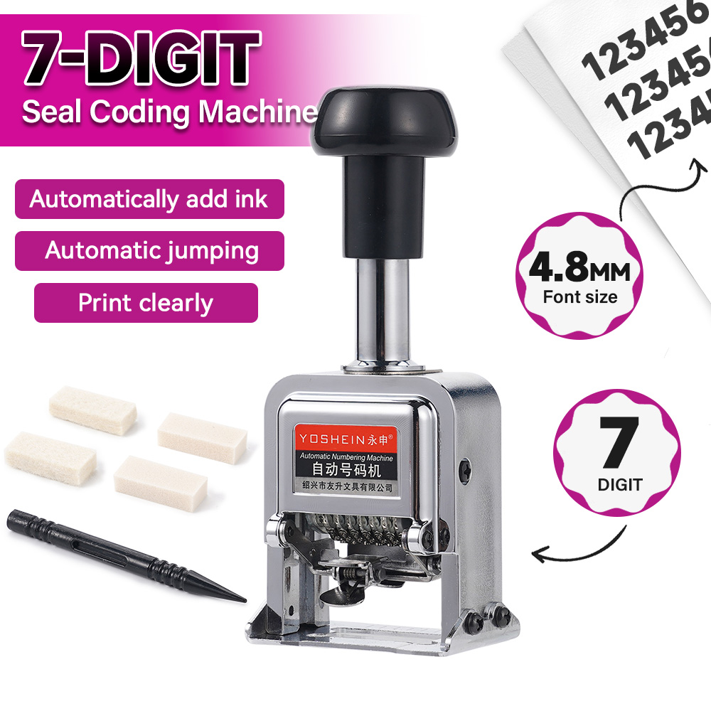 Rubber Date Stamp - Mesin Penomoran Otomatis 7 Digit, Stempel