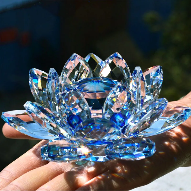 Paper Weight Crystal - Kristal Kuarsa 80mm Bentuk Bunga Teratai,