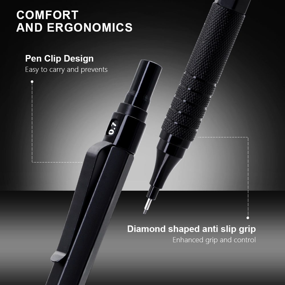 Set Pensil Mekanis Logam Hitam - Mechanical Pencil 0.3 ulasan dan harga
