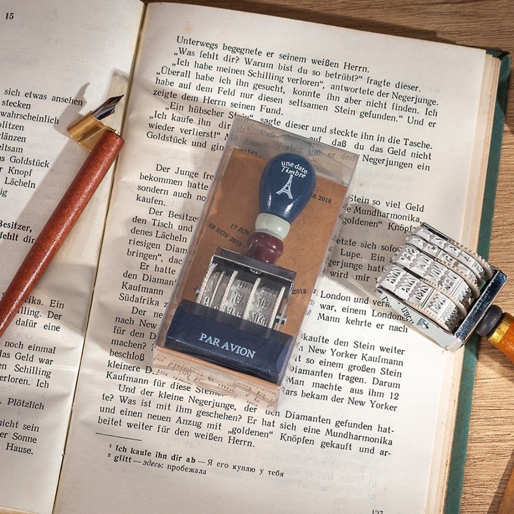Stempel Tanggal Kayu Retro den - Rubber Date Stamp ulasan dan harga